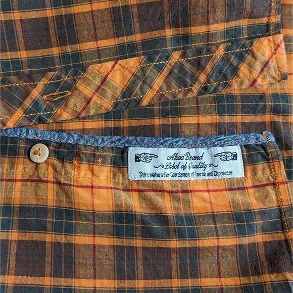 Akoo Button Down Plaid Shirt 4X Multicolor L/S Shoulder Patch Chest Pocket Pins - Picture 12 of 14